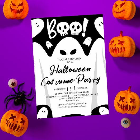 Simple Spooky Boo Ghost Halloween Kostüm Party Einladung