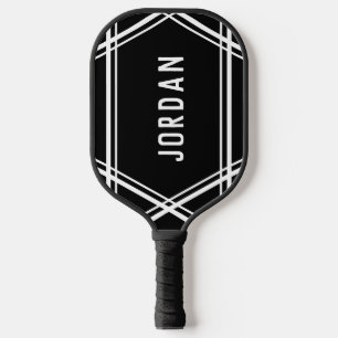 Simple Sporty Stripes Name Your Color Left Handed Pickleball Schläger