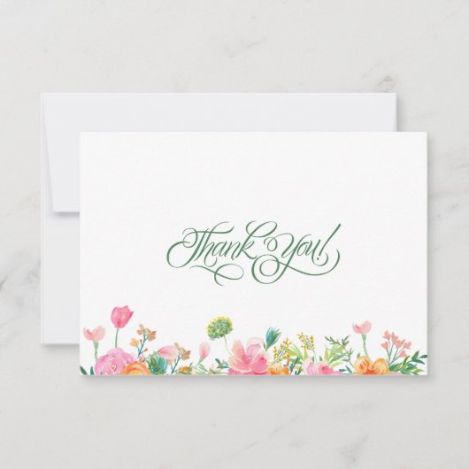 Simple Spring Floral Typografy Dankeskarte (Vorderseite)