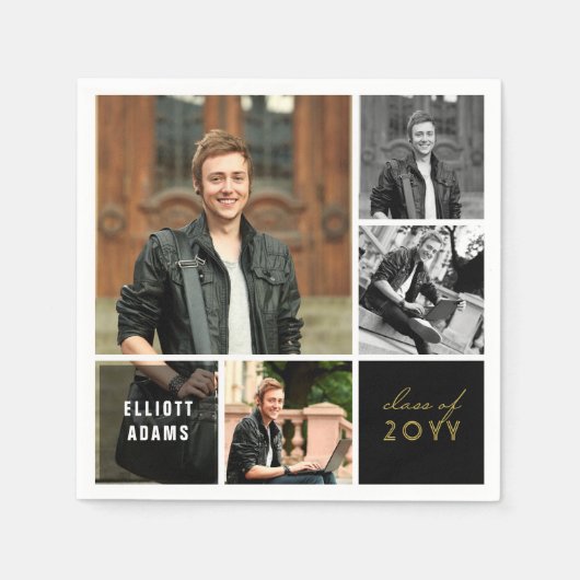 Simple Square Blocks 4 Fotos Mod Graduation Party Serviette (Vorderseite)