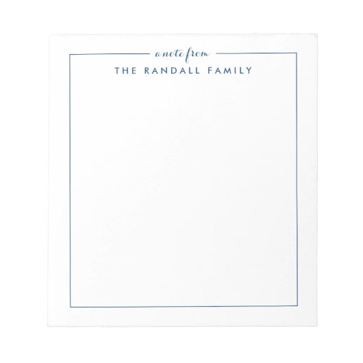 Simple Square Navy Blue Personalisiert Notepad Notizblock (Vorderseite)