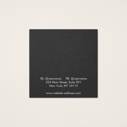 Simple Square White Stud Earring Display Card (Rückseite)
