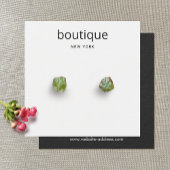 Simple Square White Stud Earring Display Card