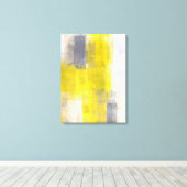 "Simple Squares" Abstrakte, graue und gelbe Kunst Leinwanddruck (Insitu (Holzboden))