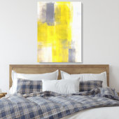 "Simple Squares" Abstrakte, graue und gelbe Kunst Leinwanddruck (Insitu (Schlafzimmer))
