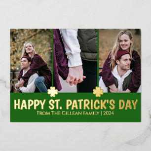 Simple St. Patrick's Day Kleeblätter Familie 3 Fot Folien Feiertagskarte