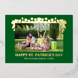 Simple St patricks day Shamrocks family photo Folien Feiertagskarte