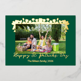 Simple St patricks day Shamrocks family photo Folien Feiertagskarte