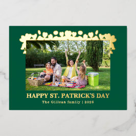 Simple St patricks day Shamrocks family photo Folien Feiertagskarte