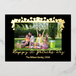 Simple St patricks day Shamrocks family photo Folien Feiertagskarte