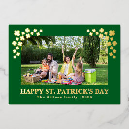 Simple St patricks day Shamrocks family photo Folien Feiertagskarte