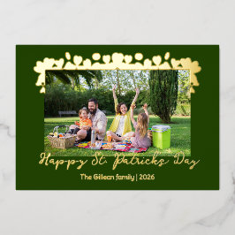 Simple St patricks day Shamrocks family photo Folien Feiertagskarte