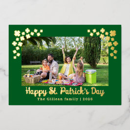 Simple St patricks day Shamrocks family photo Folien Feiertagskarte