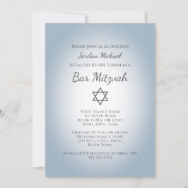 Simple Star of David Modern Bar Mitzvah Blue Einladung
