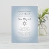 Simple Star of David Modern Bar Mitzvah Blue Einladung (Stehend Vorderseite)