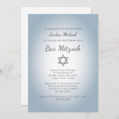 Simple Star of David Modern Bar Mitzvah Blue Einladung (Vorne/Hinten)