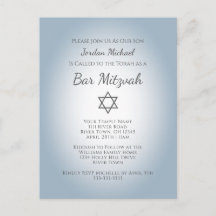 Simple Star of David Modern Bar Mitzvah Blue