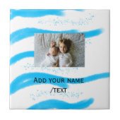 simple star sparkle glitter add photo custom text  fliese (Vorderseite)