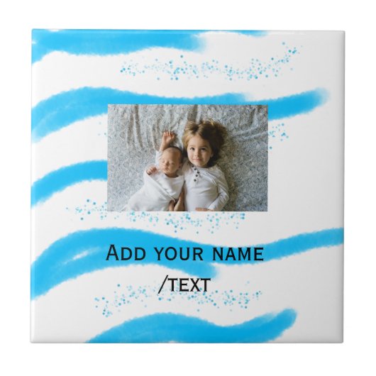 simple star sparkle glitter add photo custom text fliese (Vorderseite)