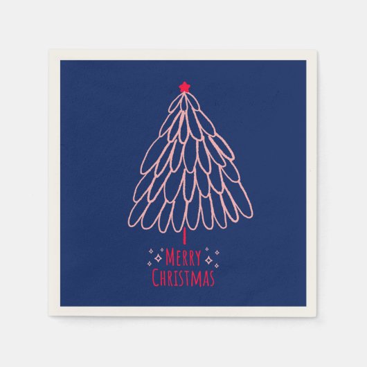 Simple Star Tree Mid Mod Frohe Weihnachten Serviette (Vorderseite)