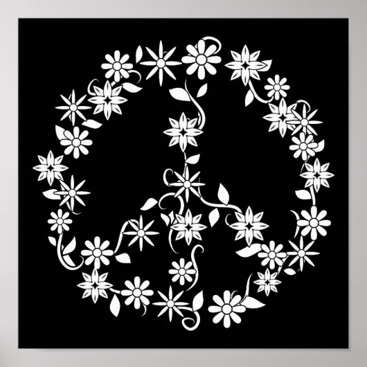 Simple Stars & Flowers Peace Graphic Poster (Vorne)