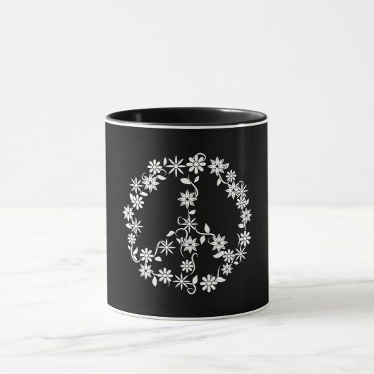 Simple Stars & Flowers Peace Graphic Tasse (Zentrum)