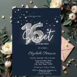 Simple Stars Navy Blue Sweet 16  Einladung<br><div class="desc">A modern,  chic and glamorous Sweet 16 with stars on a navy blue background.</div>