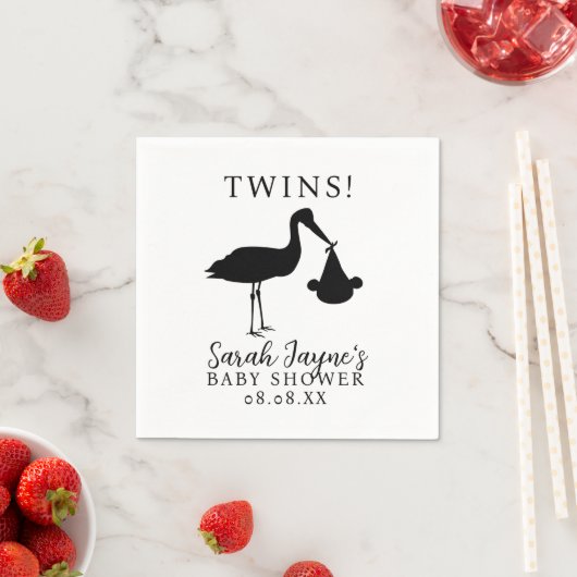Simple Stork Twins Baby Dusche White Napkins Serviette (Beispiel)