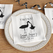Simple Stork Twins Baby Dusche White Napkins Serviette