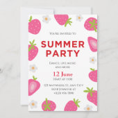 Simple Strawberry Summer Party Einladung (Vorderseite)