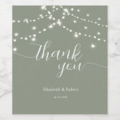 Simple String Lights Sage Green  Wedding Weinetikett (Einzelnes Label)
