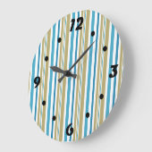 simple, striped pattern , olive and blue throw pil große wanduhr (Winkel)