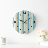 simple, striped pattern , olive and blue throw pil große wanduhr (Zuhause)