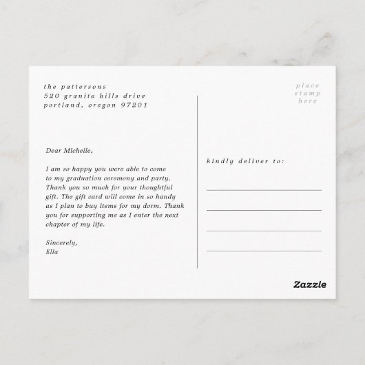 Simple Style Foto Abschluss Vielen Dank Postkarte (Rückseite)