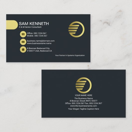 Simple Stylish Gold Buttons Tab CEO Founder Visitenkarte (Vorne/Hinten)