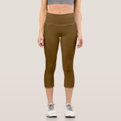 Simple Stylish Modern Minimal Monogram Brown Gym Capri Leggings (Vorderseite)