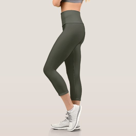 Simple Stylish Modern Minimal Monogram Dark Green  Capri Leggings (Links)
