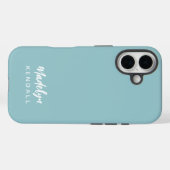 Simple Stylish Modern Script Name Blue Case-Mate iPhone Hülle (Rückseite (Horizontal))