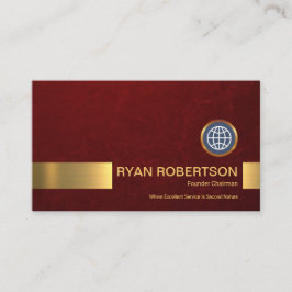 Simple Stylish Red Grunge Gold Stripe Gründer CEO Visitenkarte