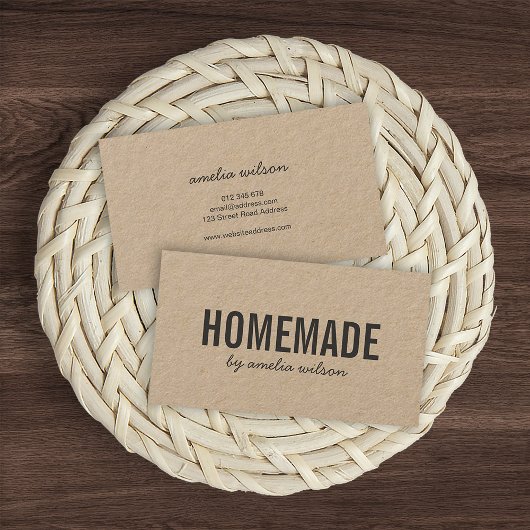 Simple Stylish Rustic Homemade Kraft Visitenkarte