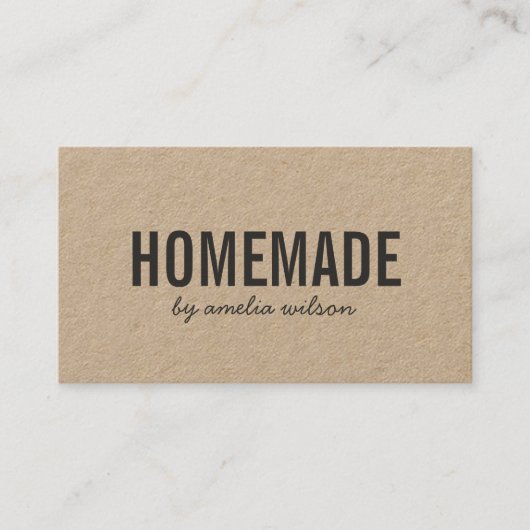 Simple Stylish Rustic Homemade Kraft Visitenkarte (Vorderseite)