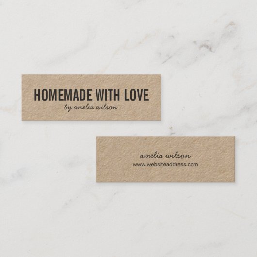 Simple Stylish Rustic Homemade with Love Kraft Mini Visitenkarte (Vorne/Hinten)