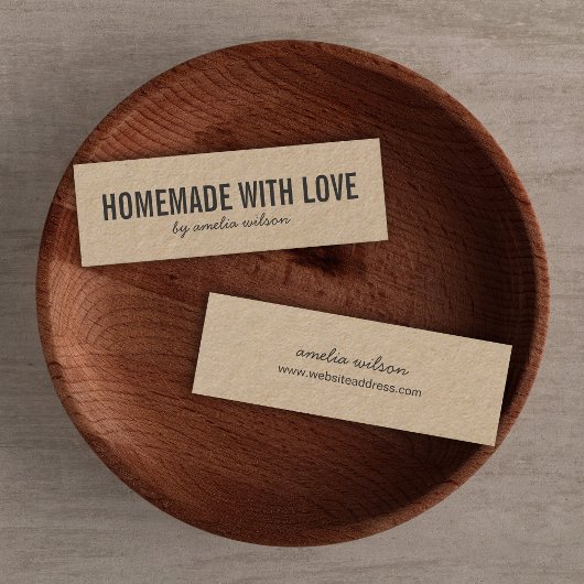 Simple Stylish Rustic Homemade with Love Kraft Mini Visitenkarte