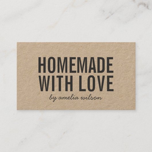 Simple Stylish Rustic Homemade with Love Kraft Visitenkarte (Vorderseite)