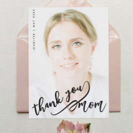 Simple Stylish Thank You Mom Black Script Photo Karte