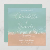 Simple Summer Seaside Beach Wedding Invitation Einladung (Vorne/Hinten)