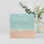 Simple Summer Seaside Beach Wedding Invitation Einladung (Stehend Vorderseite)