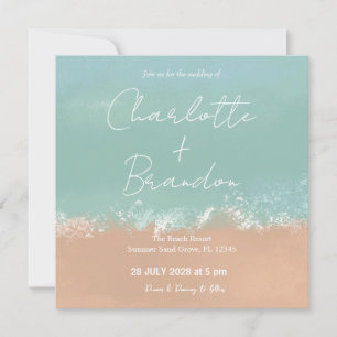 Simple Summer Seaside Beach Wedding Invitation Einladung