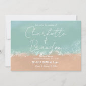 Simple Summer Seaside Beach Wedding Invitation Einladung (Vorderseite)