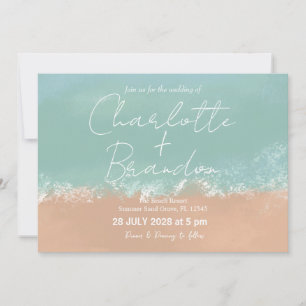 Simple Summer Seaside Beach Wedding Invitation Einladung